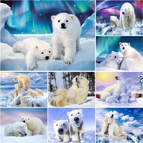 DIY Polar Bear 5D Diamond Painting Full Square Drill Animal Diamond Embroidery Cross Stitch Kits Mosaic Wall Art Home Decor Gift