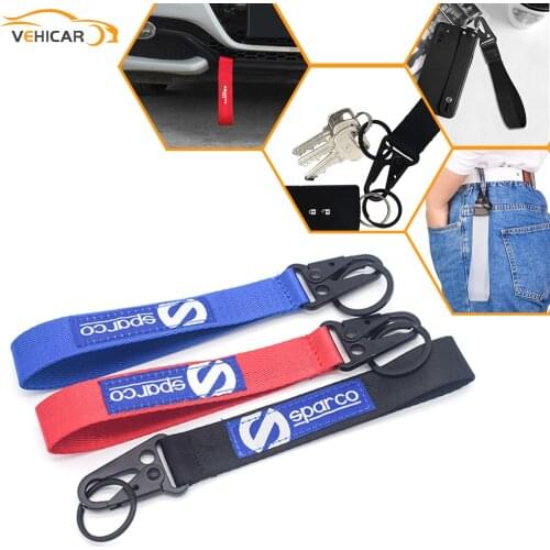 VEHICAR Car KeychainNylon Fabric Short Lanyard Wrist strap Trailer belt For Sparco Car Keyring Gift Motorcycle Fans Souvenir