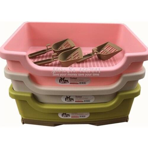 Large Cat toilet Waterproof Anti Splash Cat bedpan Built-in Small shovel Double layer Drawer Litter Box Tray Sand 37*27*15cm