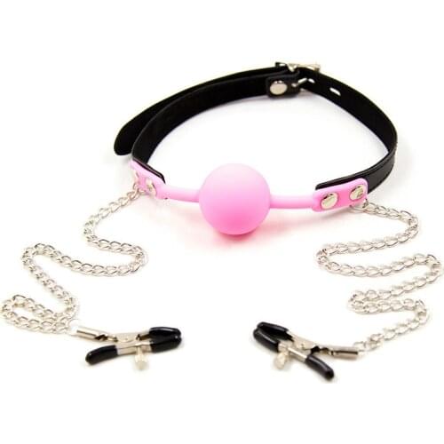 Bondage Sex Mouth Ball Gag Sex Toys Fetish Mouth Ball With Nipple Clamps Adult Games Erotic Sex Toys For Women