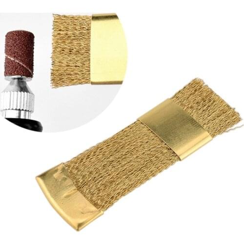 Nail Art Drill Bit Cleaning Brush Gold Brass Metal Portable For Ceramic Nail Cutter Rotary Tool Manicure Drill Accessories Brush