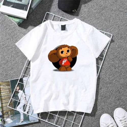 CHEBURASHKA Lovely T-Shirt Lady Classic T Shirt Women 100% Cotton Summer Tops Girl Trendy Russia Style White T-shirts