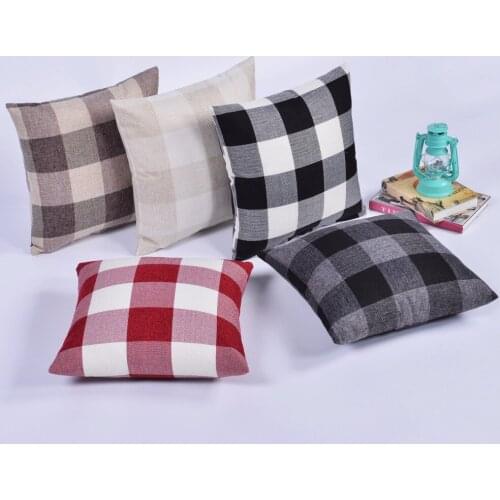 HAP-DEER Simple Classic Plaid Pillows for Sofa Durable Linen Plain Decorative Cushion for Chairs Home Decor Gift