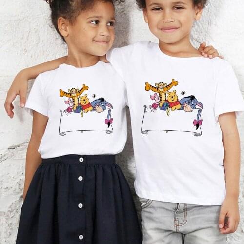 Harajuku Pop Kawaii Winnie the Pooh T Shirt Children Kangaroo Roo Piglet Tigger Eeyore Graphic Anime Tshirt Fashion Top Tee Kids