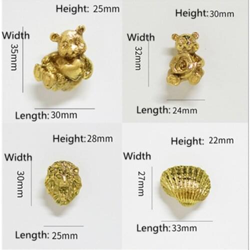 Good Solid Brass Creative Animal Model Kitchen Cabinet Furniture Door Handle Tiger Bear Rabbit Lion Drawer Shoe Cabinet Knob