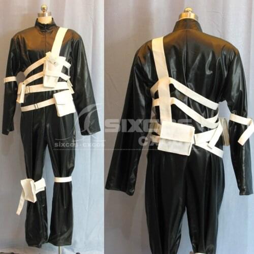 Game Cosplay Costume Black Leather Combat Jumpsuit Full Set Unisex Halloween Party Role Play Clothing High-End Custom-Make