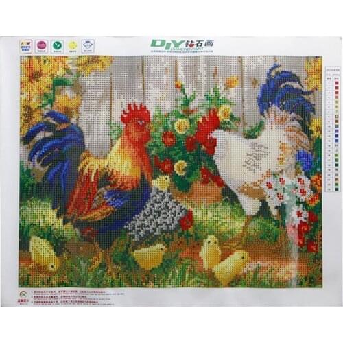60% Hot Sale Rooster Cock in Farm Garden DIY Resin Diamond Embroidery Painting Home Decor DIY Diamond Paintings