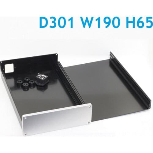 Size D301 W190 H65 All Aluminum No Hole DIY Box New Power Supply Amplifier Housing Preamp Amp Headphone Enclosure Hifi WA18 Case