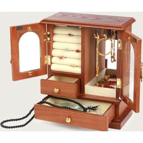 Creative Large Wooden Jewelry Storage Box Jewellery Organizer Case Ring Earrings Bracelets Necklace Jewelry Storage Container