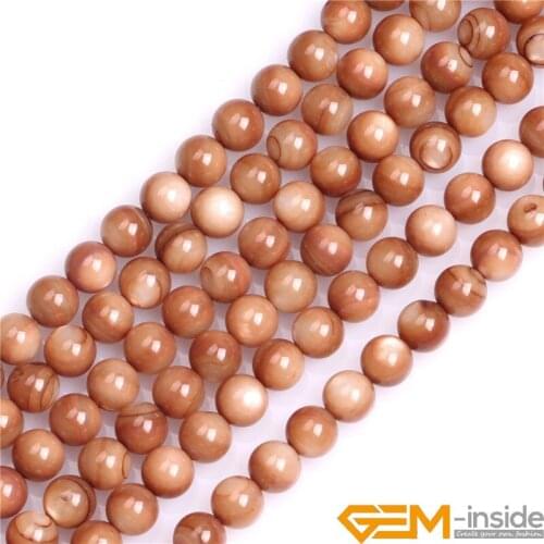6mm Round Shell DIY Beads For Jewelry Making Strand 15inch Loose Bead Necklace Bracelet Women Gift