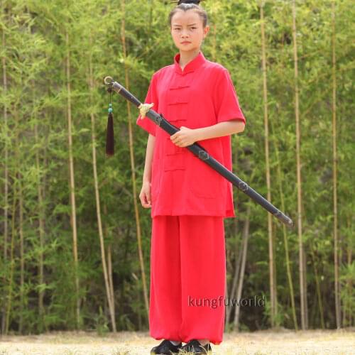 25 Colors Wudang Taoist Womens Shortsleeves Summer Tai Chi Uniforms Martial arts Kung fu Training Suit Wushu Wing Chun Clothes