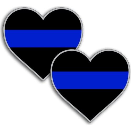 Fashion Thin Blue Line Heart Dark Sticker Car Truck Laptop Cup SUV Window Bumper Decal Police