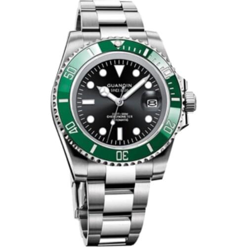 2021-GUANQIN-NH35A Mens Watch Mechanical Automatic Watch Luxury Fashion Military Classic Water Ghost Sapphire 100M Waterproof