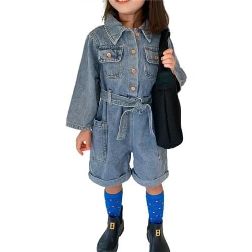 Baby Boy Solid Denim Overalls Child Jean Bib Pants Infant Jumpsuit Childrens Clothing Kids Overalls Autumn Girls Outfits