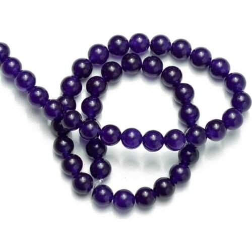 Wholesale Dark Purple Jades Beads Natural Stone Round Loose Beads for Jewelry Making Necklace Bracelet DIY 4 6 8 10 12 14mm