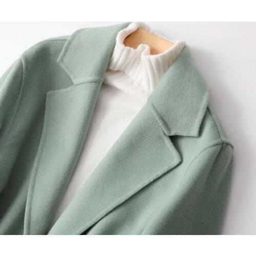 Female Coat Green Wool Jacket Korean Spring Autumn Elegant Ladies Coats Overcoat Women Clothes 2020 Manteau Femme 0899 KJ5062