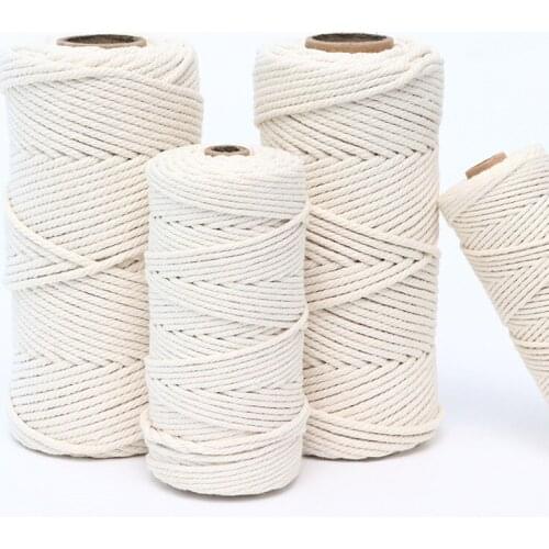 Macrame Cord 1/2/3/4/5/6/8/10mm Natural Cotton Twisted Macrame Rope String DIY Craft Knitting Making Plant Hangers Wall Hangings
