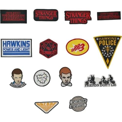 Hot stranger things movies patches for clothing Stripe for jacket Iron-on embroidery for clothing patches Appliques on clothes