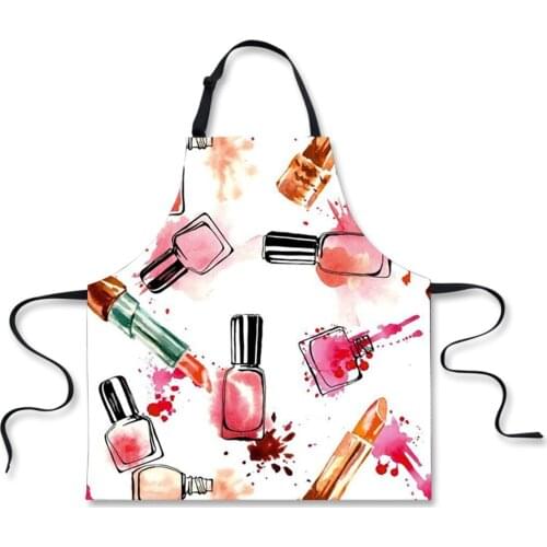 Cool Make-Up 3d Printed Kitchen Apron For Women Brief Anti-Oil Baking Cooking Accessories Bib Cleaning Aprons Fartuch Kuchenny