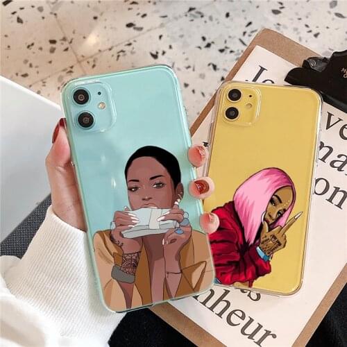 MAKE MONEY Cash Black head Girl Fundas phone case for iPhone 11 12Pro Mini Max X XR 8 7 6s Plus clear Transparent Silicone Cases