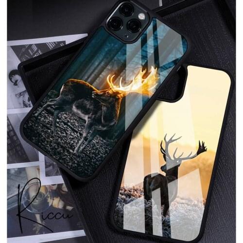 Elk deer animal Phone Case Rubber for iPhone 12 11 Pro Max XS 8 7 6 6S Plus X 5S SE 2020 XR 12 Mini case