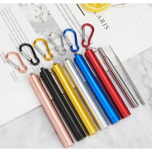 Drinking Straw Stainless Steel Telescopic Portable Reusable s Camping Supplies With Cleaning Brush And Storage Box