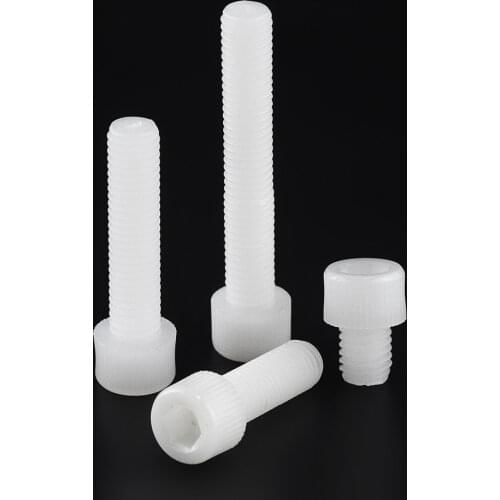 50PCS M3*5 6 8 10 12 15 20 25 White Nylon Hex Socket Head Cap Screw Plastic Hexagon Screws Bolts M3x5 M3x10 M3x20 M3x25