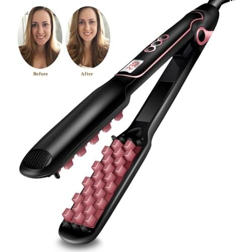 Volumizing Hair Iron 2 In 1 Hair Straightener Curling Ceramic Crimper Corrugated Curler Flat Iron 3D Fluffy Hair Styling Tools