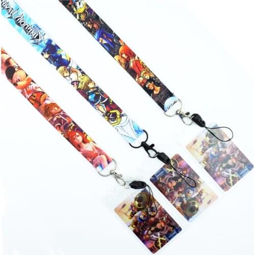 Japan Anime Kingdom Hearts Neck Strap Lanyards Game ID Card Gym Mobile Phone Strap Badge Holder Rope Key Chain Cosplay Gift New
