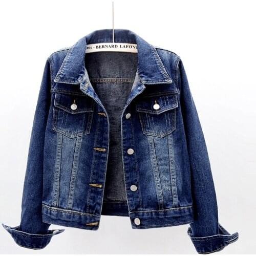 Spring Autumn Women Plus Size Jeans Coat Korean Slim Long-Sleeve Vintage Denim Jacket Short Student Tops Clothe Tide 5XL H1274