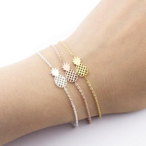 Stainless Steel Hollow Pineapple Bracelets Rose Gold Delicate Women Gothic Bangle Exquisite Jewelry Valentines Day Gifts