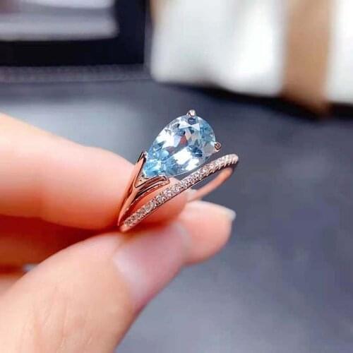 Natural Topaz Drop Gemstone Ring S925 Sterling Silver Fine Fashion Charming Jewelry for Women Free Shipping MeibaPJFS