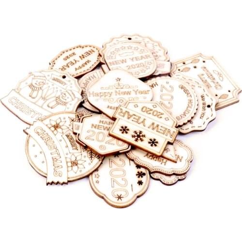 10Pcs Wooden New Year Christmas Tree Hanging Ornament Scrapbooking Craft For Embellishments DIY Handicraft Home Decoration