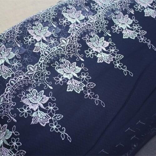 13Meters Embroidered Lace Trim Blue Mesh For DIY Clothing Accessories Sewing Materials Garter Flowers Fabric 17cm Width