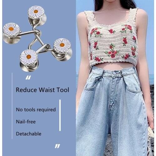 2 Set/Bag Unisex Waist Adjustment Artifact Brooch Nail-free Detachable Jeans Pin Universal Fixed Button Brooch Pin