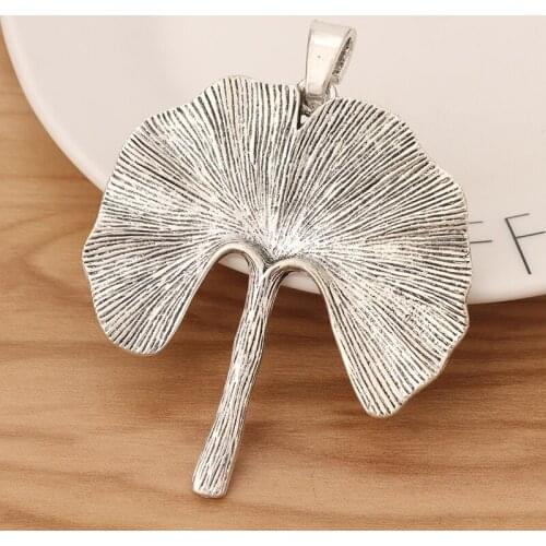2 Pieces Tibetan Silver Large Ginkgo Leaf Charms Pendants for Necklace Jewellery Making 85x66mm
