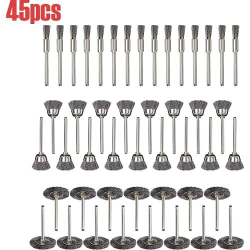 45/60pcs Steel brush Wire wheel Brushes Die Grinder Rotary Tool Electric Tool for the engraver mini rotary stainless steel wire