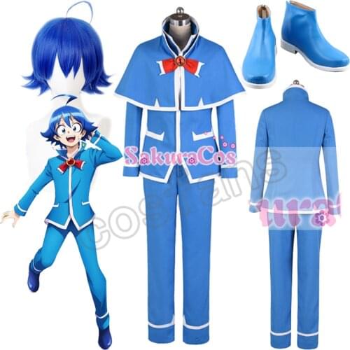 Anime Mairimashita! Iruma-kun Osamu Nishi Cosplay Iruma Suzuki Costume Blue School Uniforms Cloak Set Halloween Party Suit