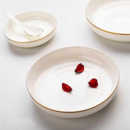 White Phnom Penh Round Bone China Deep Nest Plate Creative Ceramic Soup Vegetable Salad Plates Home Baked Rice Vajilla Assiette