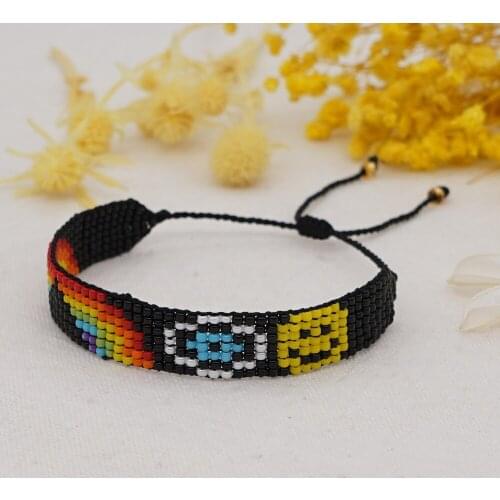 Go2boho Lucky Evil Eye Bracelets for Girl Boho Rainbow Beaded Bracelet Women Handmade Loom Beads Woven Pulsera Jewelry Jewellery