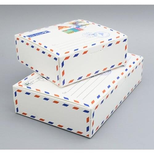 10 pcs Blue Red Mail Envelop Style Cheese Cake Paper Box Cookie Container gift Packaging Wedding Christmas Baby Shower box