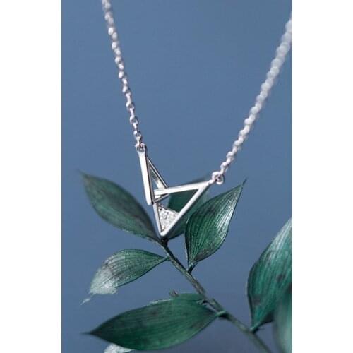 925 Sterling Silver Interlocking Triangle Pendant Necklace Fashion Cubic Zircon Clavicle Chain Necklace For Women Gifts S-N599