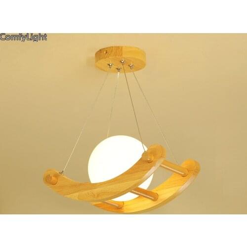 Wood Glass modern office pendant light hall lamp style loft Designer Classic led suspension restaurant light living room hanging