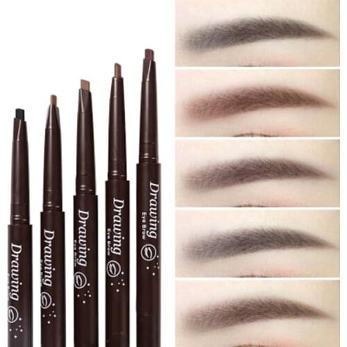 Double Heads Automatic Eyebrow Pencil Waterproof Long-lasting Pen with Eyebrow Brush SANA889