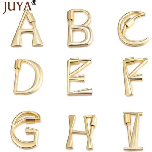 Juya Wholesale 5pcs Letter Lock Clasps Trendy Necklace Pendants for DIY Necklace Bracelets Hand Made Jewelry Making Accessories