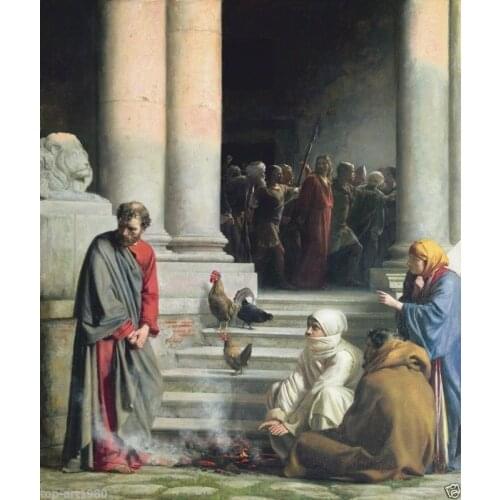 Classic Figure Oil Canvas Painting Reproductions The Denial of Peter Wall Art Picture Hand Painted No Framed Vertical