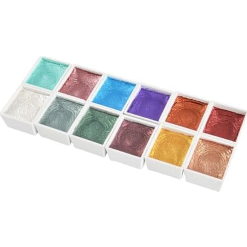 12-color 30ml Pearlescent Watercolor Paint for Beginners Hand-painted Sketch Calligraphy Nail Art Solid Watercolor