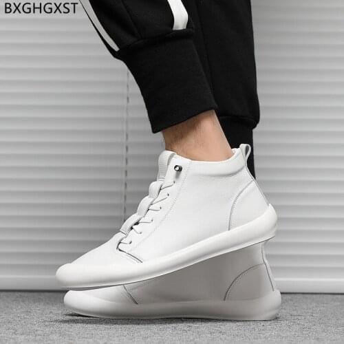 Leather Casual Shoes Man White High Top Sneakers Luxury Brand Running Shoes for Man 2021 Fashion Sports Shoe Men Zapatos Hombre