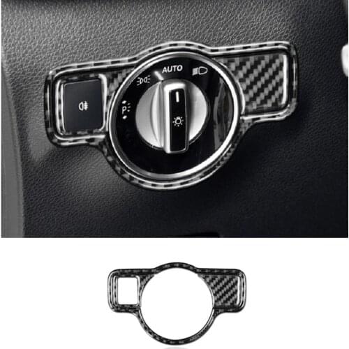 Carbon Fiber Headlight Switch Cover Airspeed Trim Fit For Mercedes Benz A B C E G Class CLA GLA GLE GLK GL Car Stickers