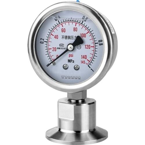 304 Manometer 1.5in. (50.5mm OD)Tri Clamp Membrane Pressure Gauge SS316 Stainless Steel Diaphragm